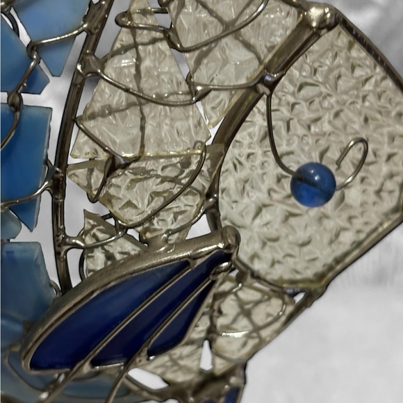 Multi-Colored Stained Glass Mosaic Fish Figurine/Art on Metal Stand - Picture 4 of 11